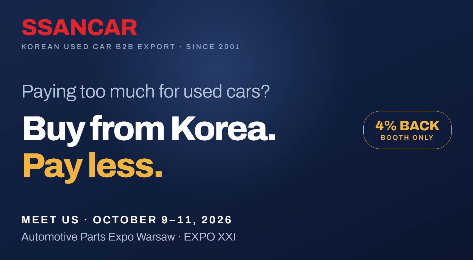 SSANCAR at Automotive Parts Expo Warsaw, Oct 9-11 2026